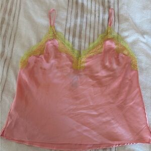 🦩Pink and green lace cami